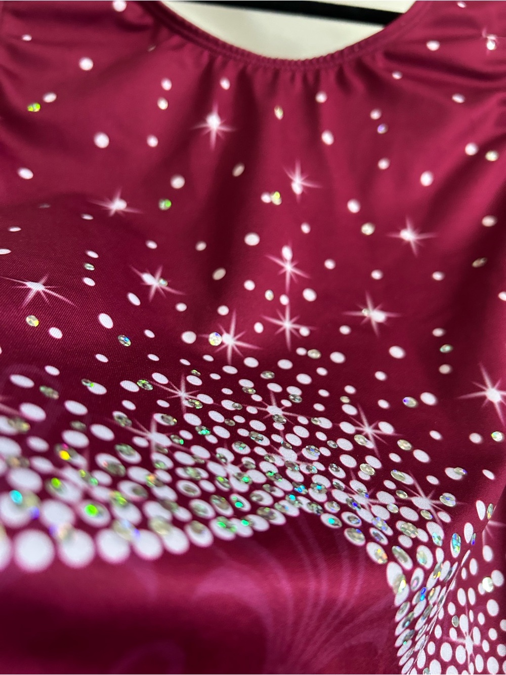 GK Maroon Gymnastics Leotard with White Starburst Detail - Adult Medium - Picture 3 of 7